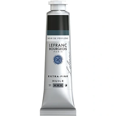 Abbildung von Lefranc Bourgeois 405144 extra feine Ölfarbe in Künstlerqualität aus hochwertigen Pigmenten, lebendige Farben, hohe Lichtechtheit, 40ml Tube Perylenschwarz