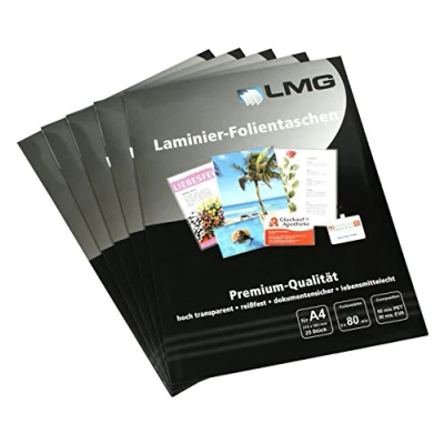 Abbildung von LMG LMGA4, 80, 25 Laminierfolien A4, 216 x 303 mm, 2 80 Mikron, Stück