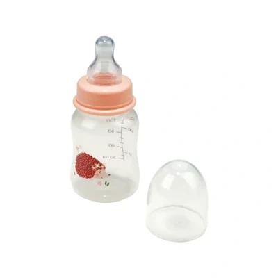 Abbildung von Bébé Douceur, Fläschchen mit schmalem Hals Sauger, variabler Durchfluss, Silikon, 125 ml, Igel, magischer Bohrer