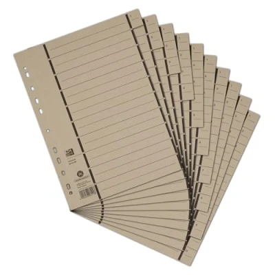 Abbildung von Oxford Trennblätter A4 aus Karton mit Perforation, grau, 100 Stück