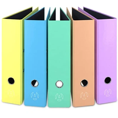 Abbildung von ACROPAQ 5 x Ordner A4 Pastell, Mit 2 Ringen, Bunt, 8 cm Rückenbreite, Made in Germany Aktenordner, Ringbuch, Ringordner B42049