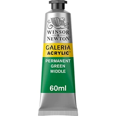 Abbildung von Winsor &amp; Newton 2120484 Galeria Acrylfarbe, hohe Pigmentierung, lichtecht, buttrige Konsistenz, 60 ml Tube Permanentgrün Mittel