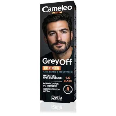 Abbildung von Cameleo Farbcreme für Männer SCHWARZ Grau schwindet Einweg Färber in 2 Portionsbeuteln Haar, Bart &amp; Schnurrbart Einfache Anwendung 5 Minuten Natürlicher Farbeffekt 0% Parabene