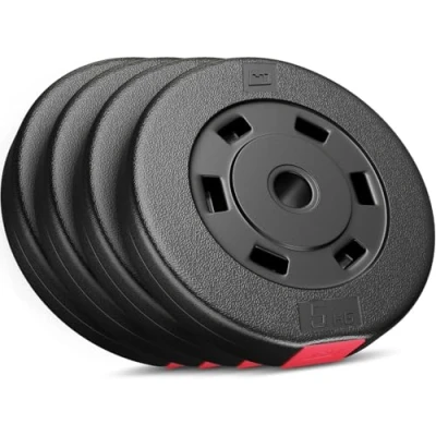 Abbildung von Hop Sport Hantelscheiben Set 5, 10, 20, 30 kg Kunststoff Gewichte mm Hanteln Gewichtsscheiben 4x5 / 2x10 2x5 kg+2x10 (4 x 5 kg)
