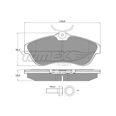 Abbildung von TOMEX brakes TX 13 29 Bremsbelagsatz Vorderachse mit Bremssattelschrauben CITROËN: C2 Schrägheck, C3 I Pluriel