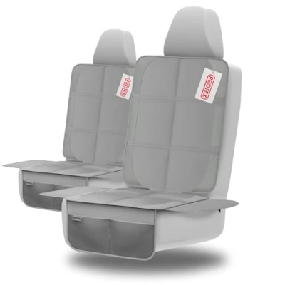 Abbildung von PROTEX Kindersitzunterlage ISOFIX geeignet, Anti RUTSCH Unterfläche Wasserabweisender &amp; besonders hochwertiger 600D Stoff mit gepolsteter Sitzfläche (L, 2er Set), (grau)