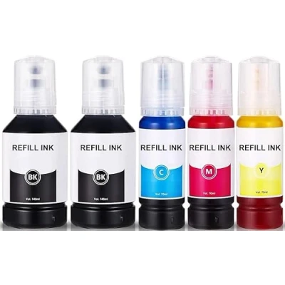 Abbildung von 490 ml Multipack Refill Tinte schwarz, Cyan, Magenta, gelb, kompatibel mit Epson EcoTank 101 für ET L4150 L4156 L4160 L4260 L4266 L6160 L6165 L6170 L6190 L6260 L6270 L6276 L6290 L14150