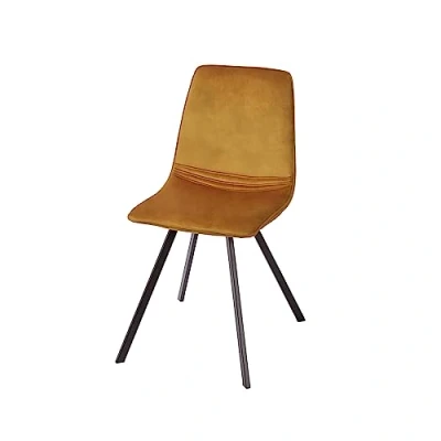 Abbildung von riess ambiente Esszimmerstuhl AMSTERDAM CHAIR senfgelb / schwarz, Esszimmer · Samt Metall Retro