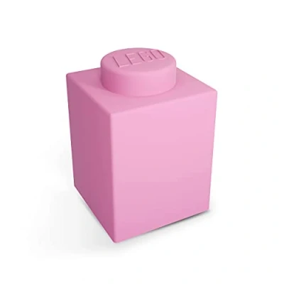 Abbildung von Lego Classic 1x1 Silikon Nachtlicht für Kinder Pink, tragbares, Zwei Beleuchtungsmodi mit Timer, Kinderfreundliche Materialien, Schlafzimmer, Spielzimmer, ab 6 Jahren (LP39), Größe 7,6x7,6x11,4 cm