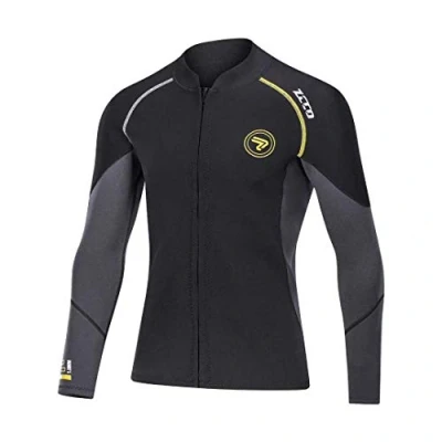 Abbildung von ZCCO Neoprenanzug für Herren, 1,5 mm, mit Reißverschluss vorne, Lange Ärmel, Tauchanzug zum Schwimmen, Schnorcheln, Tauchen, Surfen (Schwarz, 3XL)