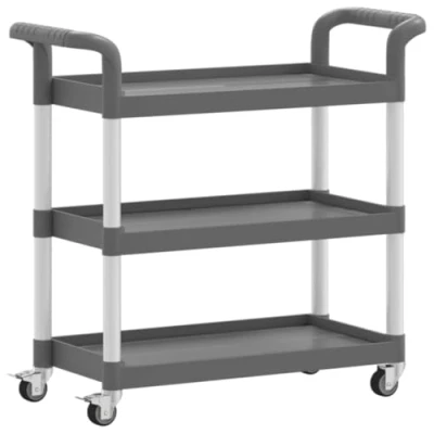 Abbildung von vidaXL Küchenwagen Rollwagen mit 3 Etagen Grau 77x34x72 cm Aluminium