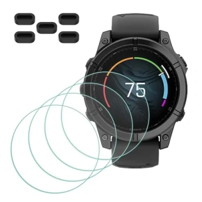 Abbildung von MTHGH Schutzfolie für Garmin fenix E Smartwatch Displayschutzfolie [4 Stück] + Anti Staub Stecker 5 Stück, Glas 10H Härte Kratzer Blasenfreie Ultradünne Panzerfolie