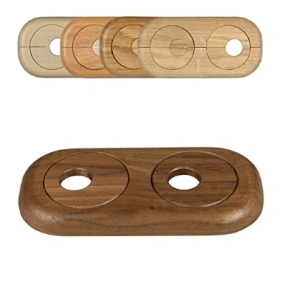 Abbildung von FUX Doppel Heizungsrohr Rosette, Rohrabstand variabel, 15mm 22mm, Rohrabdeckung, Abdeckrosetten, Verkleidung, Heizkörper Rosetten, Holz, Parkett, Holzrosetten (22mm, Nuss)