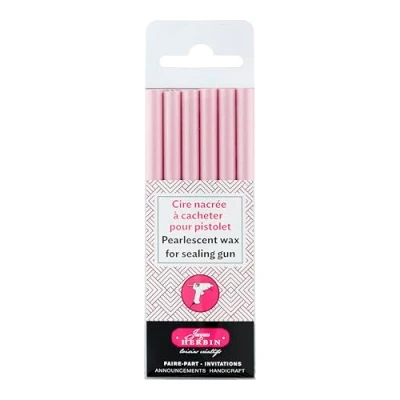 Abbildung von Exacompta 35962T Packung mit 6 Stangen Hobby Siegelwachs für Herbin Pistole 48200T, weich, Perlmutteffekt, Durchmesser 5mm, ideal Briefe, Einladungen und Flaschensiegel, Zartrosa, 1 Pack