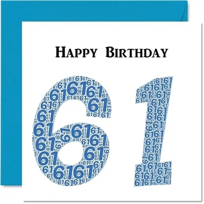 Abbildung von lustige Geburtstagskarte zum 61. Geburtstag für Männer Shapecloud Happy Birthday Karte Vater, Mutter, Großvater, Nanny, Oma, Onkel, Tante, Cousin, 145 mm x Grußkarten,