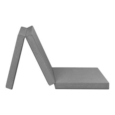 Abbildung von Badenia Trendline faltbare Gästematratze mit strapazierfähigem Bezug aus 100% Polyester, Öko Tex zertifiziert, 196 x 65 8,5 cm Liegefläche , hellgrau, produziert nach deutschem Qualitätsstandard