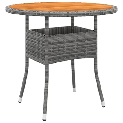 Abbildung von vidaXL Gartentisch Ø80x75 cm nholz und Poly Rattan Schwarz (1 St)