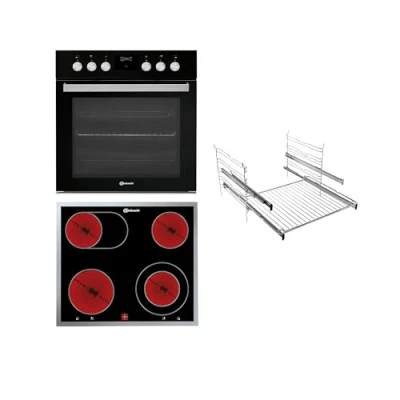 Abbildung von Bauknecht HEKO 566 PYRO BLACK/Einbau Herd mit Display und Pyrolyse/ 65 l/Heißluftherd/Pyrolyse Reinigungssystem/Glaskeramik Kochfeld/ 60 cm/Flacher Edelstahl Rahmen/ 4 Kochzonen/Energiegeregelt
