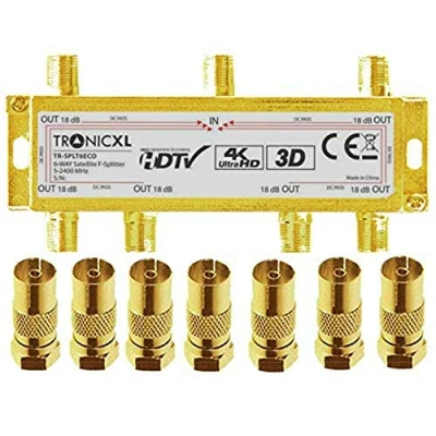 Abbildung von TronicXL 6 Fach 4K Premium Koax Antennenverteiler HD 3D Verteiler Weiche Splitter zb für kompatibel mit DVBT DVBT2 DVBC SAT Unicable Kabelfernsehen PYUR Telecolumbus Primacom Vodafone Unitymedia UKW