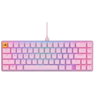 Abbildung von Glorious Gaming GMMK 2 Compact (65%) Mechanisches Keyboard, Aluminiumrahmen, anpassbar, Doubleshot Kappen, Fox Schalter, tastenweise RGB, Amerikanisch QWERTY Layout Rosa