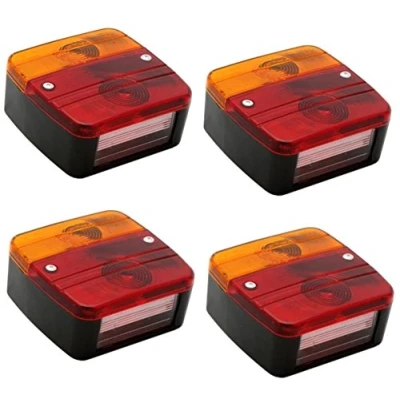 Abbildung von Hillfield® Universal Rücklichter 12V , Rückleuchten für KFZ Anhänger komplett mit Glühlampen (4 Stück)