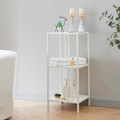 Abbildung von en.casa Standregal, »Kumlinge« mit drei Ablagen Stahl 80x35x35cm Weiß