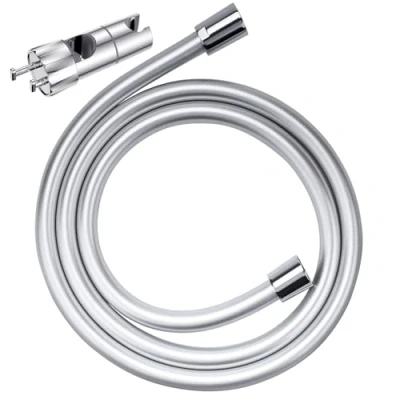 Abbildung von Universal Duschkopfhalterung mit Duschschlauch 1,6m, YEAUPE Verstellbar für Duschstange 2 Haken 1628mm, 360 drehbar Duschhalterung Duschkopf,Chrom