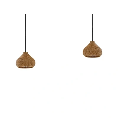 Abbildung von Lucande Außenhängeleuchte Taniola, 2 flammig, beige, Rattan
