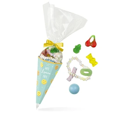 Abbildung von Gute Laune Zuckertüte toller Süßigkeiten Mix in schöner Spitztüte, wundervolle Geschenk Idee