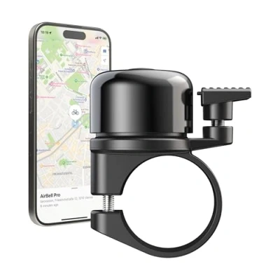Abbildung von AirBell Pro Fahrradklingel mit integriertem Tracker für Apple Find My Netzwerk, AirTag Alternative (31.8mm Rennrad/Gravel)