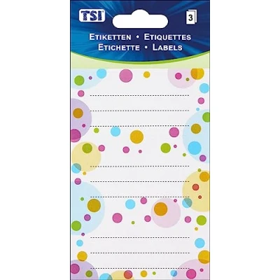Abbildung von TSI Mehrzweck Etiketten &quot;Bunte Punkte&quot;, Druck auf Papier, Inhalt: 3 Blatt á (= 9 Etiketten), Art. Nr. 55331