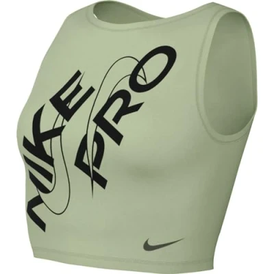 Abbildung von Nike Performance CROP TANK Top, Damen, Größe: XXL, Honeydew/black/cargo khaki