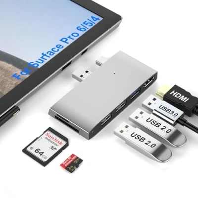 Abbildung von Surface Pro 6/Pro 5/Pro 4 Docking Station USB Hub 4K HDMI 3.0 Adapter, SD &amp; TF/Micro Kartenleser, 4K@30Hz Adapter für Microsoft 6/5/4