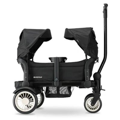 Abbildung von Deryan Sandy Bollerwagen kinder, Faltbar Handwagen All Terrain, Klappbar, Schiebefunktion Sonnenschutz, Incl Tablett