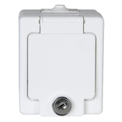 Abbildung von Kopp 105602008 Aufputz Feuchtraum Schutzkontakt Steckdose 1 fach mit Klappdeckel und Sicherheitsschloss, IP 44, Standard