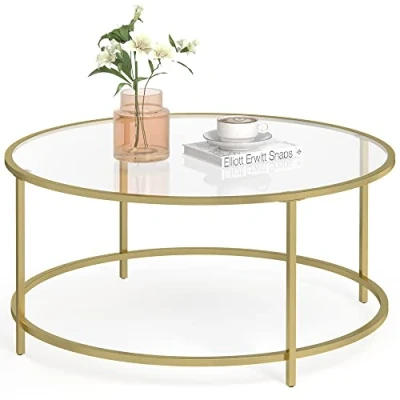 Abbildung von VASAGLE Couchtisch, Beistelltisch für Wohnzimmer, Ø 84 x 45.5 cm, transparent