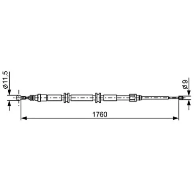 Abbildung von BOSCH 1 987 482 889 Handbremsseil 1760, 920 RENAULT: Kangoo II Express, / Grand