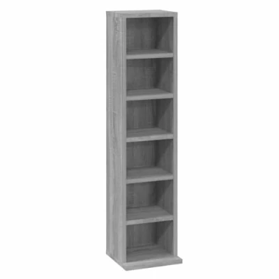Abbildung von vidaXL CD Regal, Schrank mit viel Stauraum, Ablage für Wohnzimmer Büro Schlafzimmer, Standregal Aktenregal Büroregal, Grau Sonoma Holzwerkstoff