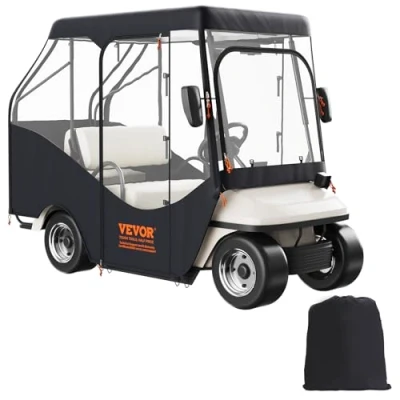 Abbildung von VEVOR Transparent Golfwagen Regenabdeckung 4 Personen Golfwagenabdeckung 144 x 113 cm, 600D Wasserdicht, Tragbar, Fahrbar, Aufbewahrungsabdeckung für Passend EZGO TXT