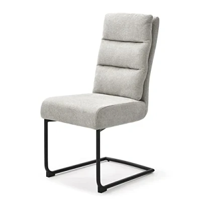 Abbildung von Invicta Interior Moderner Freischwinger Stuhl Comfort Vintage hellgrau mit schwarzem Metall Gestell Esszimmerstuhl Besucherstuhl