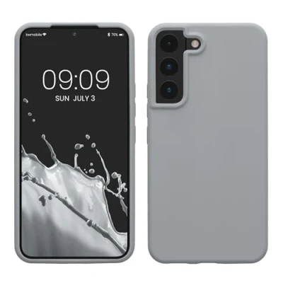 Abbildung von kwmobile Schutzhülle kompatibel mit Samsung S22 Hülle Silikon Case Handyhülle weiche Oberfläche kabelloses Laden Grau