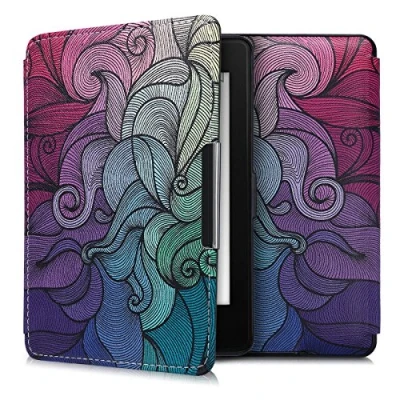 Abbildung von kwmobile Klapphülle kompatibel mit Amazon Kindle Paperwhite Hülle eReader Case (für Modelle bis 2017) Farbrausch Pink Blau Grün