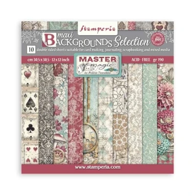 Abbildung von Stamperia Scrapbook Paper Pad for Scrapbooking, Albums, Cards, Bullet Journals, and More, Acid Free, Double Sided, Perfect Crafts Gifting (Master of Magic, Maxi Background) (30.5 x 30.5cm)