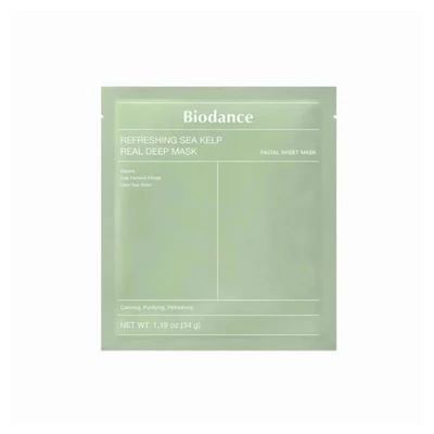 Abbildung von Biodance Gesichtsmasken Set Refreshing Sea Kelp Real Deep Mask Feuchtigkeit &amp; Beruhigung für strahlende Haut 4 Stück, Hydrogel Technologie, Tiefenwirksame Feuchtigkeit, Sebum regulierend