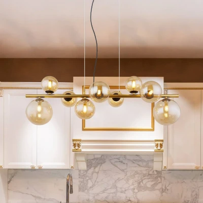 Abbildung von GLOBO LIGHTING Hängeleuchte Esszimmer LED Hängelampe Amber Glas Kugeln Pendelleuchte, Fassung G9, wechselbar, Warmweiß, Glaskugeln