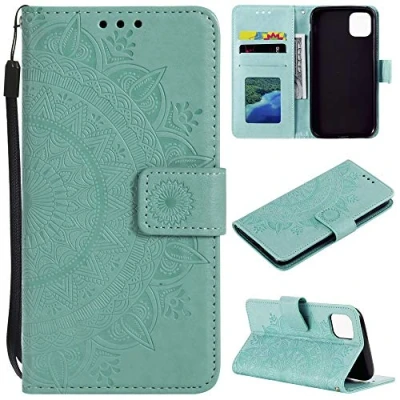 Abbildung von CoverKingz Handy Hülle kompatibel mit iPhone 13 Pro Handyhülle Kartenfach Bookcover Case Tasche klappbar Motiv Mandala Grün