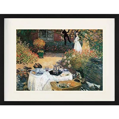 Abbildung von 1art1 Claude Monet Poster Das Mittagessen, 1873 Gerahmtes Bild Mit Edlem Passepartout Wand Bilder Im Bilderrahmen 80x60 cm