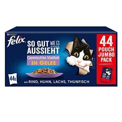 Abbildung von FELIX So gut wie es aussieht Gemischte Vielfalt in Gelee Katzennassfutter 44x85g Portionsbeutel