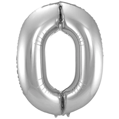 Abbildung von Folat 631709 Folienballon Zahl 0 silber ca. 86 cm