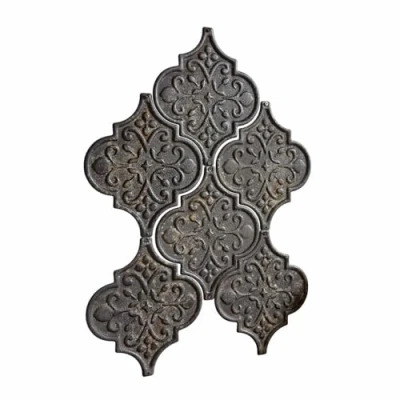 Abbildung von Loberon Wandornament 6er Set Halira, Handgefertigt, Historisches Flair, Kunstvolles Antik Finish, Einfach zum Ankleben, Wanddeko, Wandobjekt, Eisen, antikschwarz